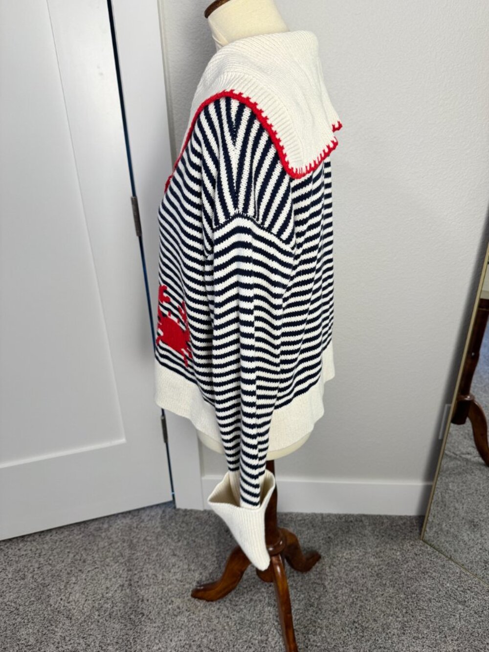 Abercrombie Lobster Nautical Sailor Collar Cardigan Sweater Medium - Picture 4 of 6